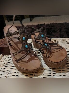 NICOLE Y2K Wedge/Platform Sandals Sz 7 1/2